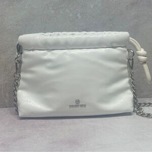 Michael Kors Lina Small Cinch Drawstring Bag Leather Optic White
